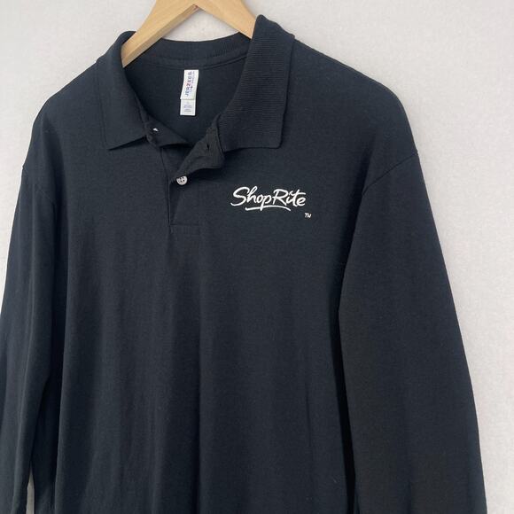 SHOPRITE Shirt L Grocery Supermarket Employee Uniform Long Sleeve Polo Black - Picture 4 of 14